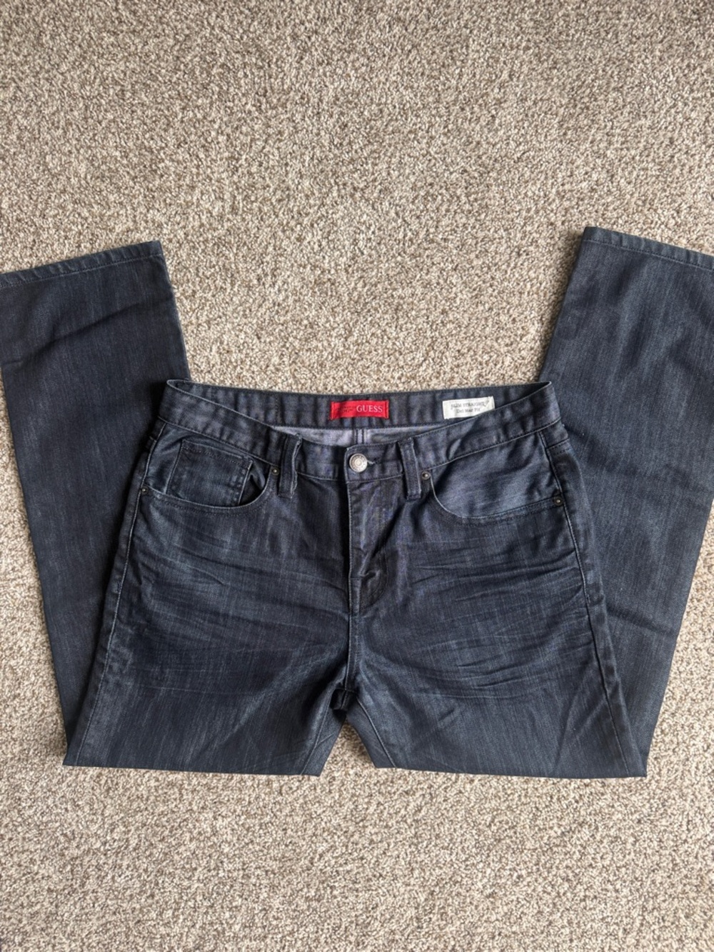 GUESS Del Mar Slim Straight Dark Jeans 33x30